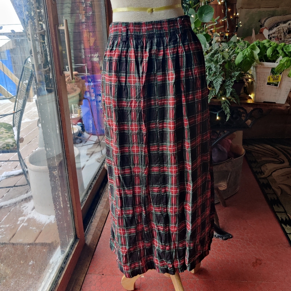 Briggs New York Plaid Skirt M Vintage Rayon Pockets Pleated Preppy Academia - Picture 3 of 12